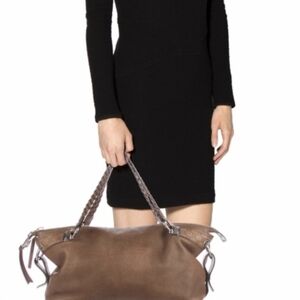 Gucci Bag Brown Braided Leather Bamboo Bar Large Tote Satchel #232959 467891